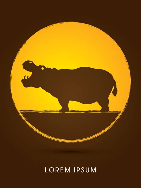 Hipopótamo silueta vector . — Vector de stock