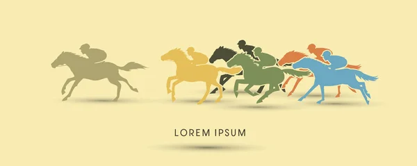 Horse racing ,Horse with jockey — Stock Vector