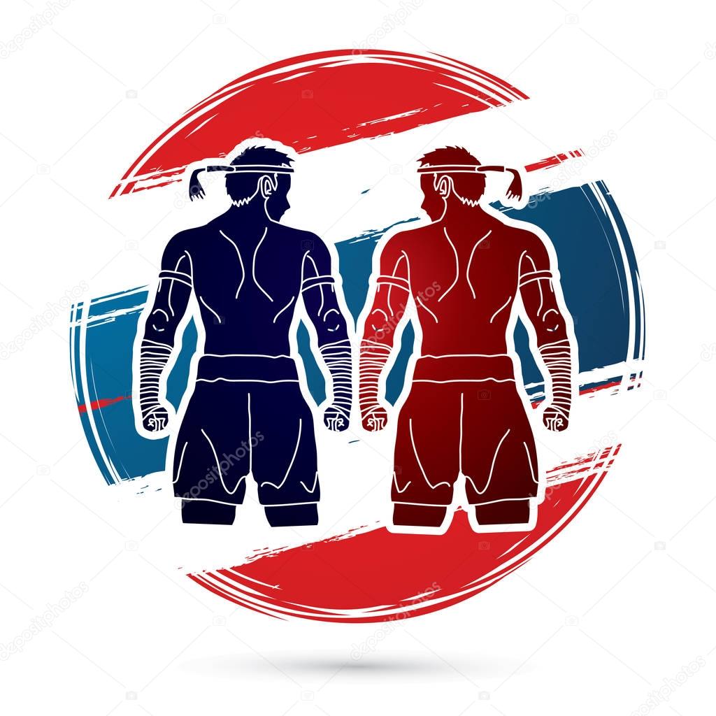 Muay Thai, Thai Boxing Sport pose, graphic vector
