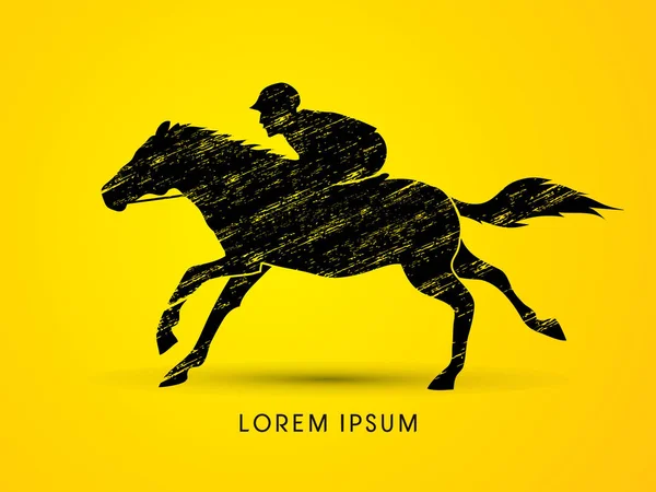 Pferd mit Jockey, Pferderennen — Stockvektor