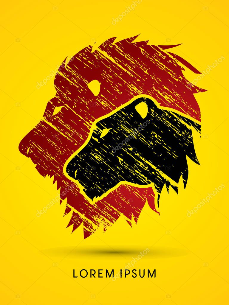 Head Lion and Lioness graphic vector.