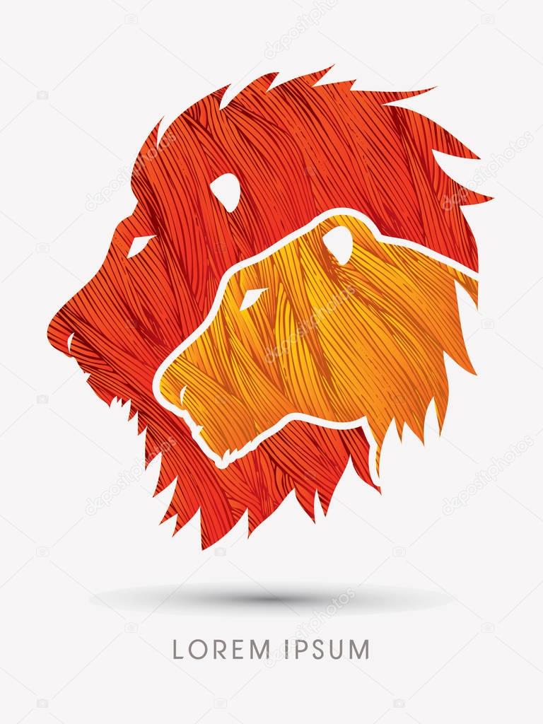 Head Lion and Lioness graphic vector.