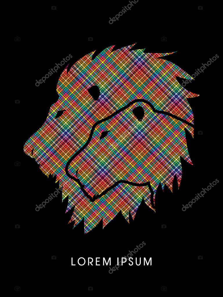 Head Lion and Lioness graphic vector.
