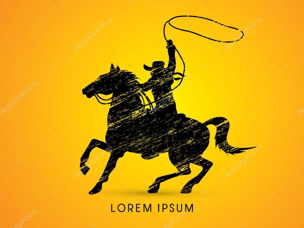 Cowboy on bucking horse graphic vector