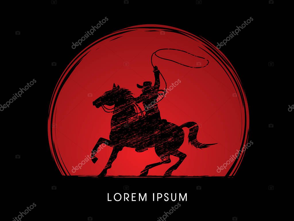 Cowboy on bucking horse graphic vector