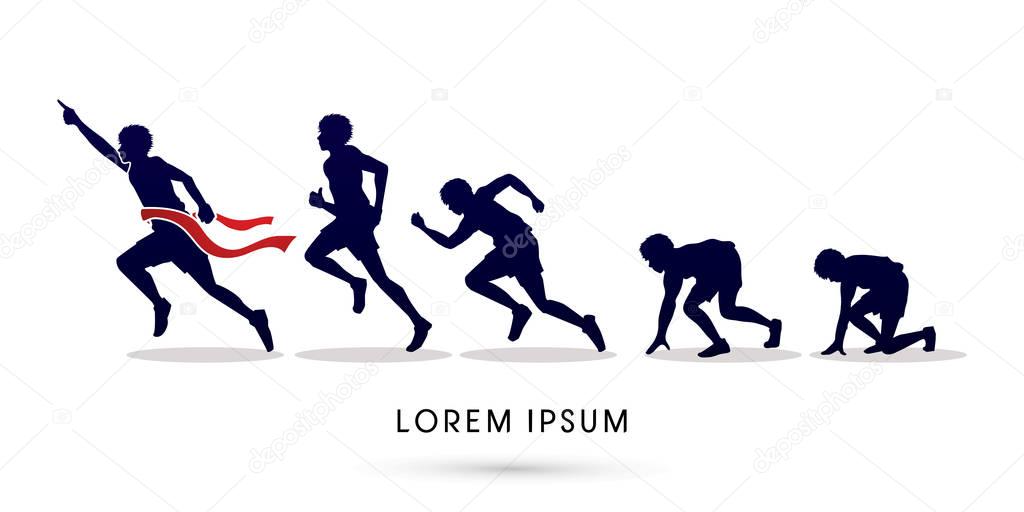 Running step, Never Give up graphic vector.