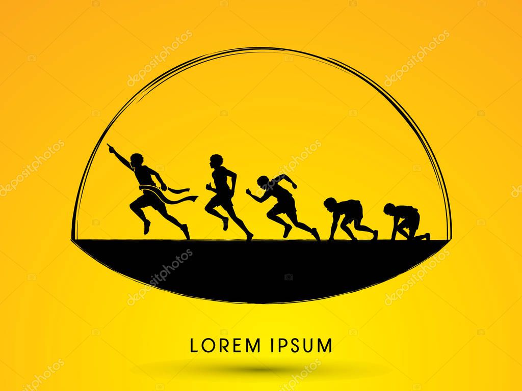 Running step, Never Give up graphic vector.