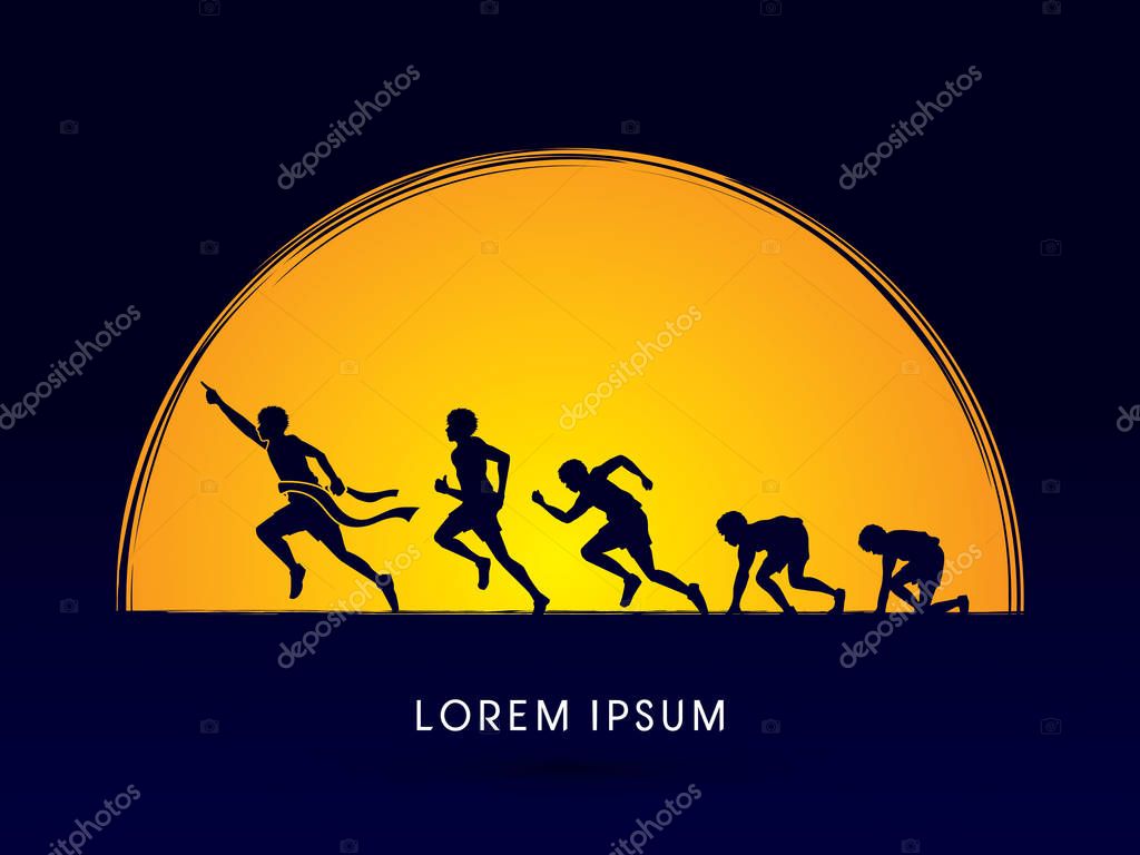 Running step, Never Give up graphic vector.