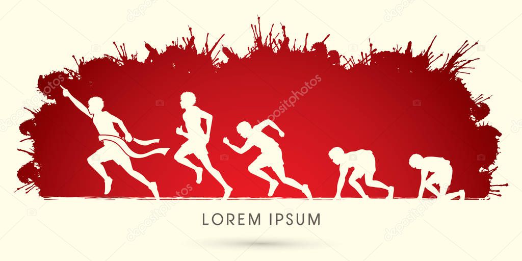 Running step, Never Give up graphic vector.