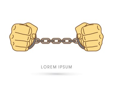 kelepçeli elleriyle