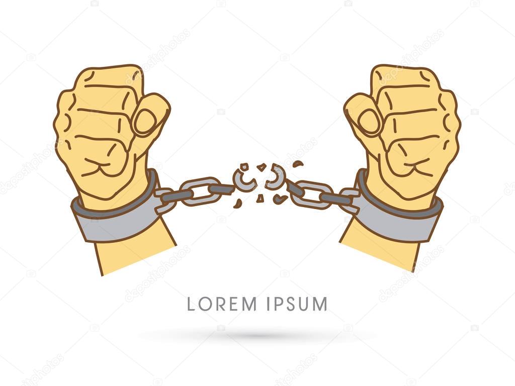 Broken handcuffs graphic vector