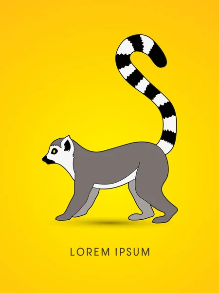 Widok z boku Lemur — Wektor stockowy