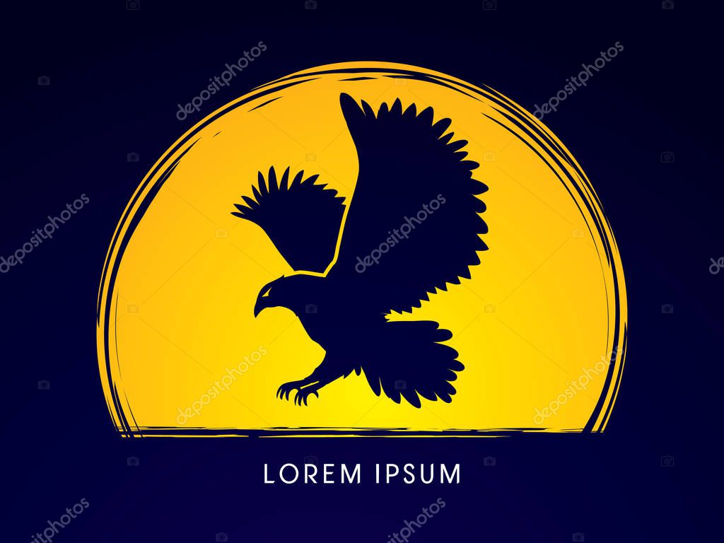 Eagle flying designed on moonlight background graphic vector.