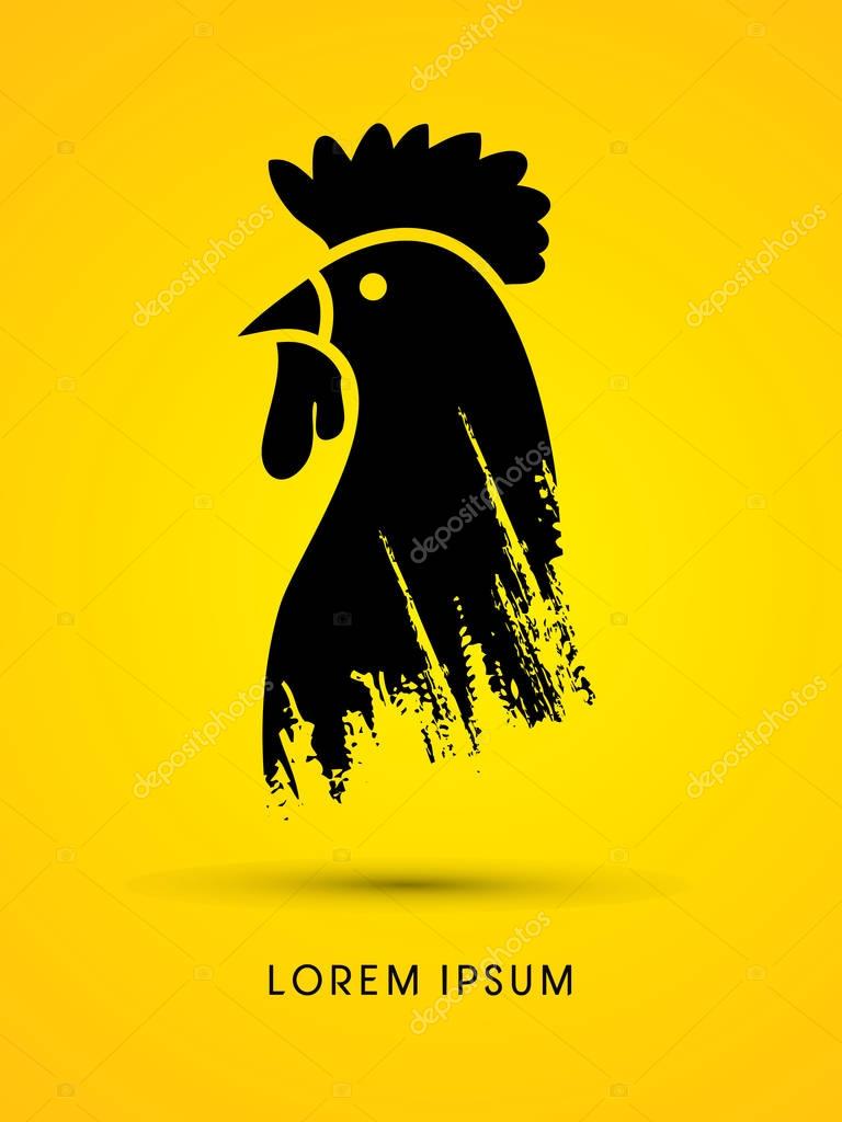 Head Chicken designed using grunge brush graphic vector