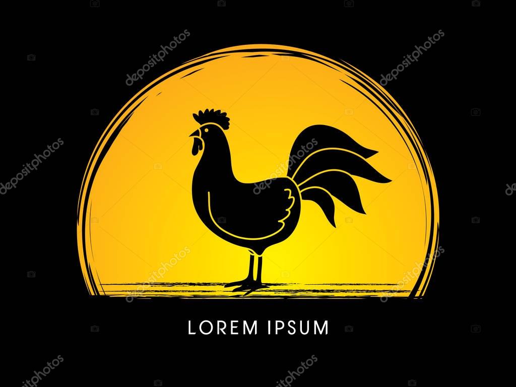 Chicken designed on sunlight background graphic vector