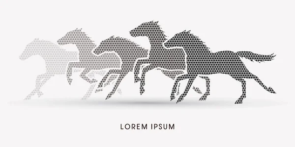 5 koní běží grafické — Stockový vektor