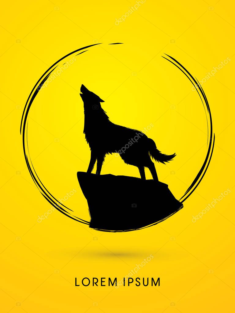 Wolf howling graphic vector.