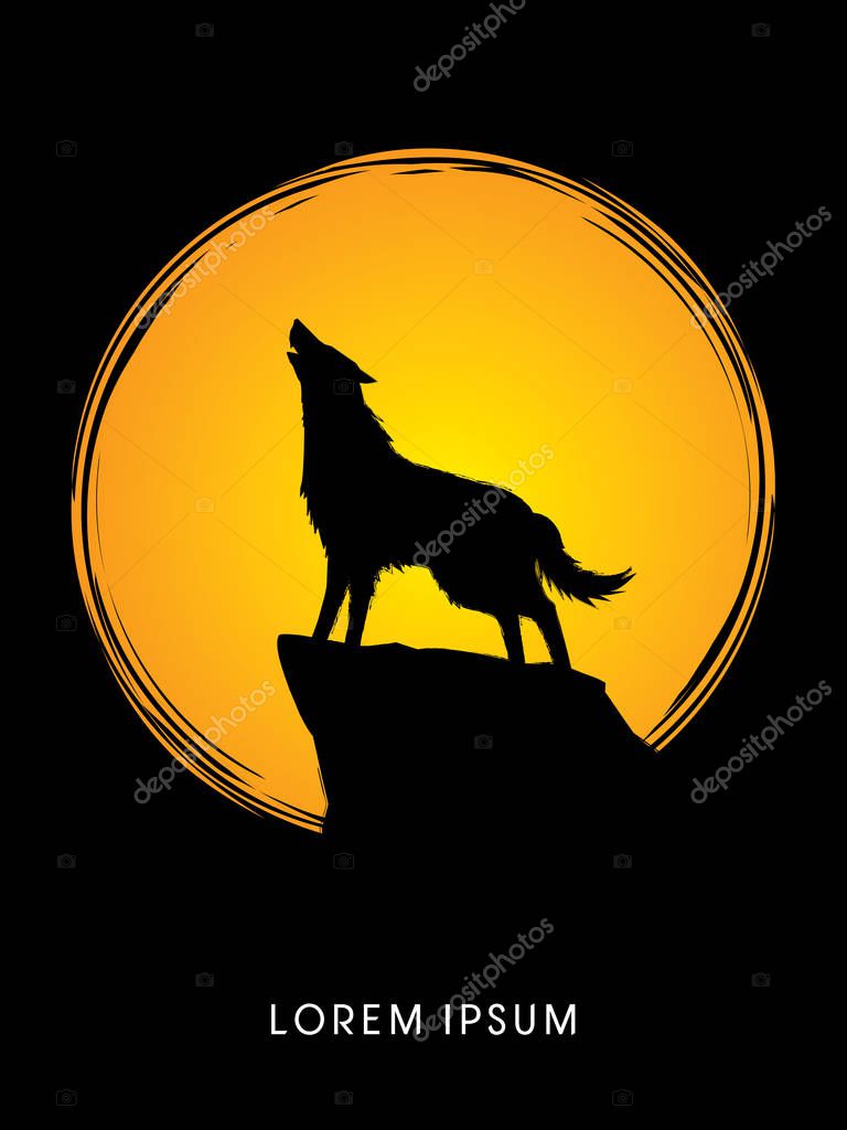 Wolf howling graphic vector.
