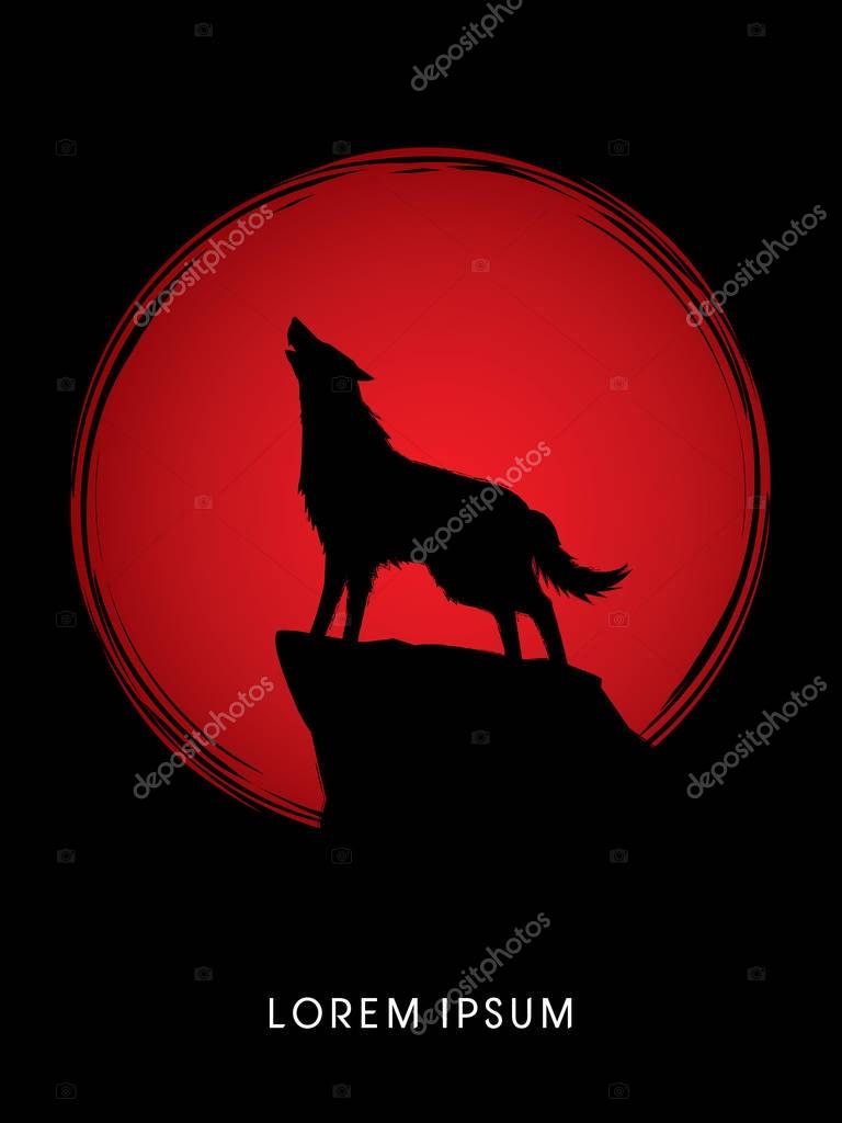 Wolf howling graphic vector.