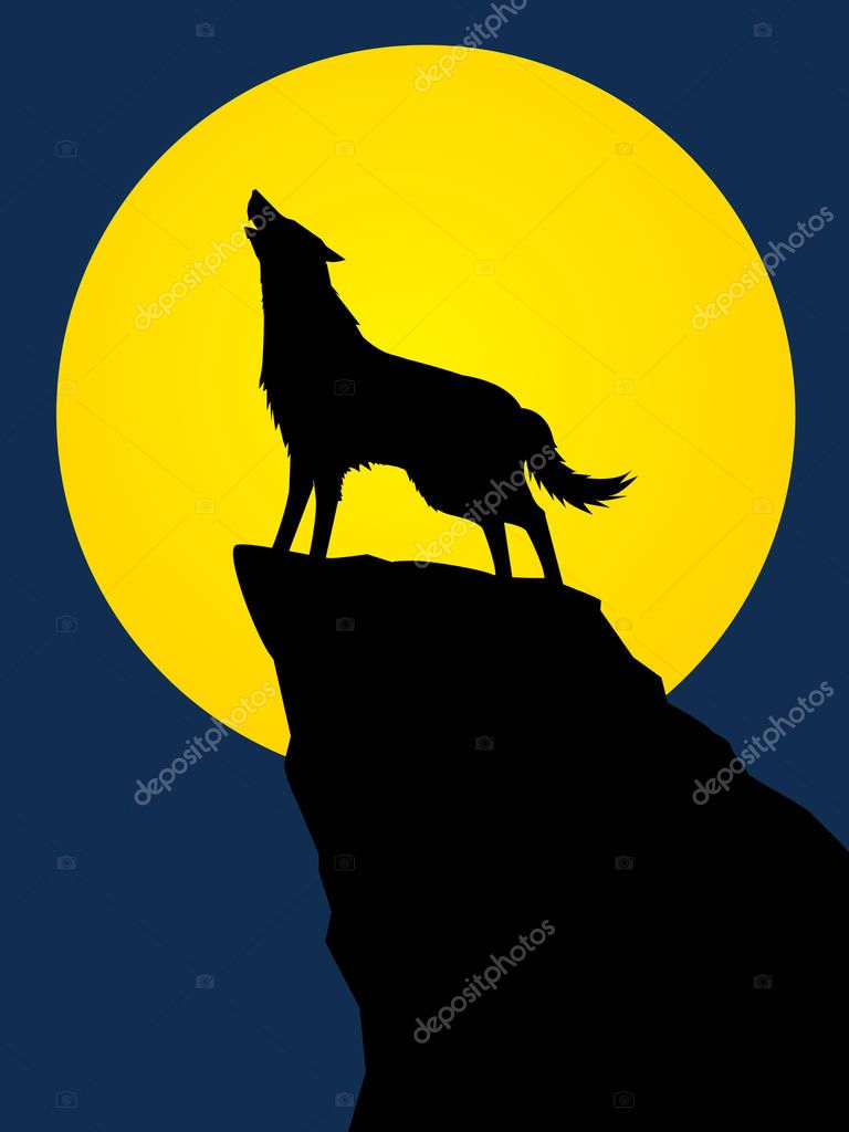 Wolf howling graphic vector.