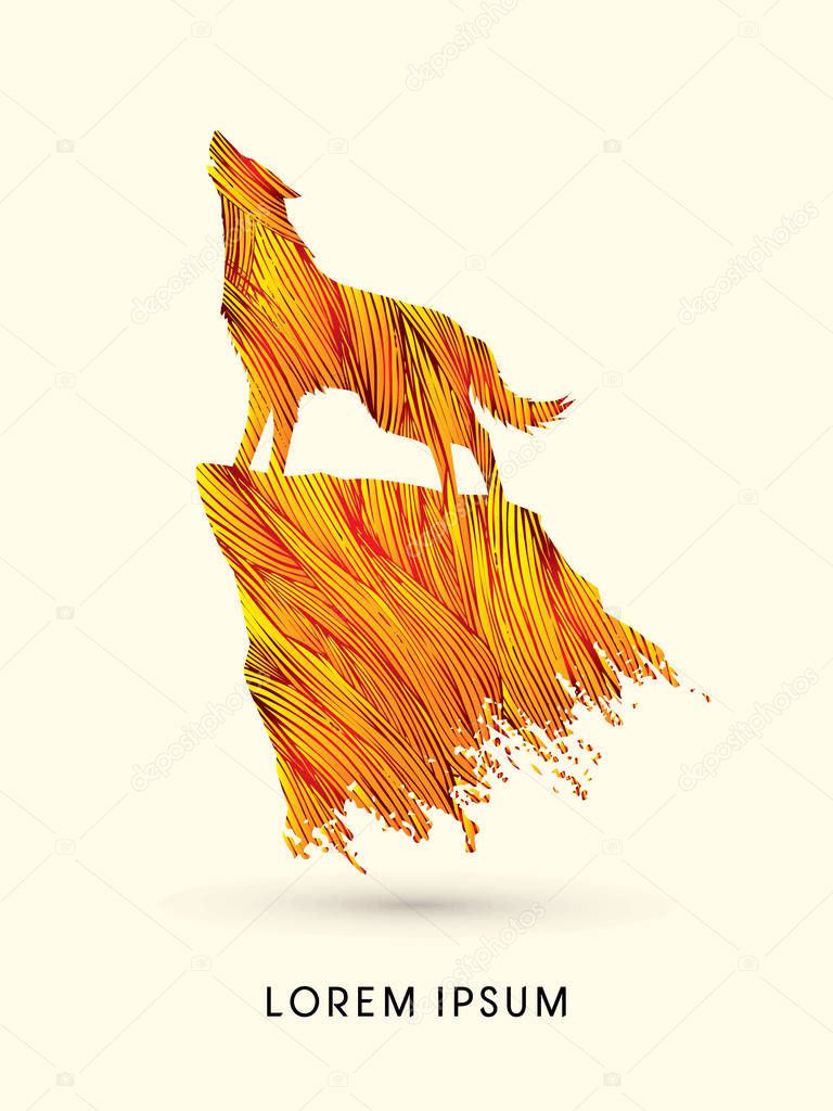 Wolf howling graphic vector.