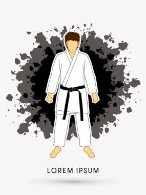 Karate takımı siyah dövüş sanatları bantlar ile