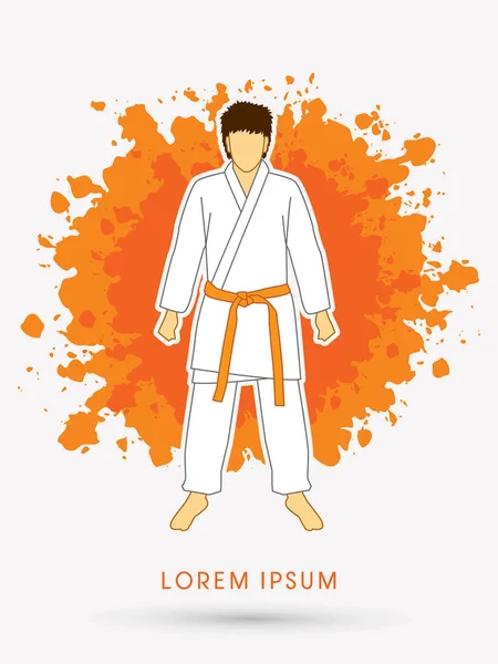 Karate garnitur z paski pomarańczowy sztuk walki — Wektor stockowy
