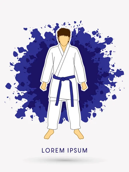 Traje de karate con cinturones de artes marciales azules — Archivo Imágenes Vectoriales