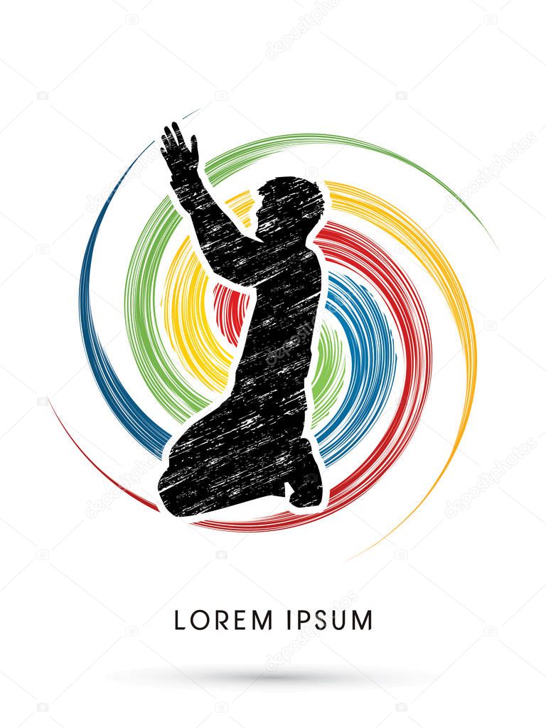 Man prayer graphic vector