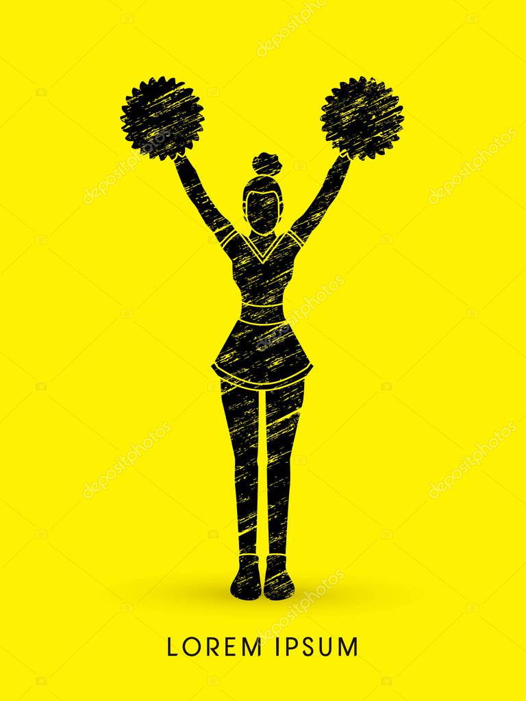 Cheerleader Standing designed using grunge brush graphic vector