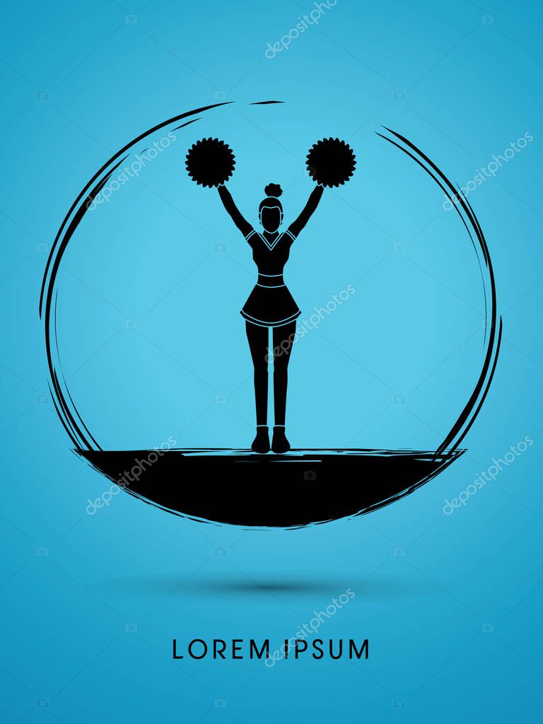 Cheerleader Standing designed using grunge brush graphic vector