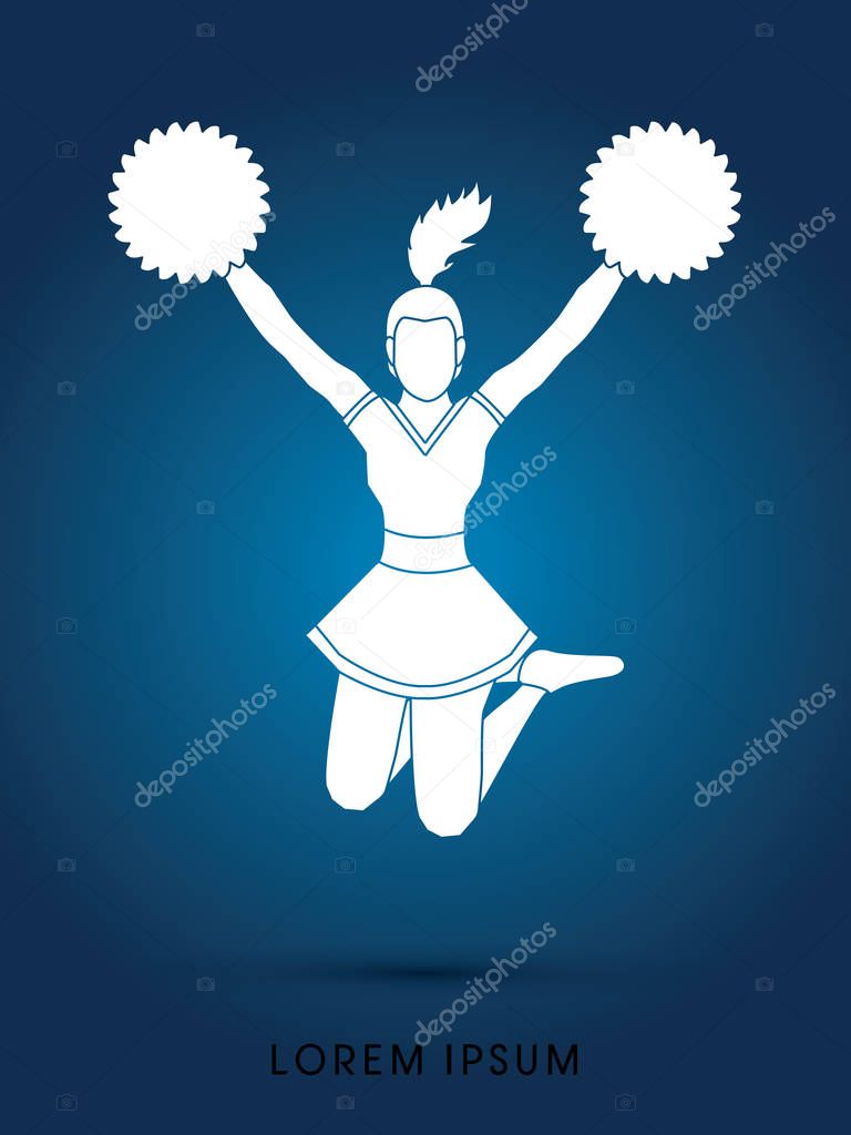 Cheerleader jumping graphic vector