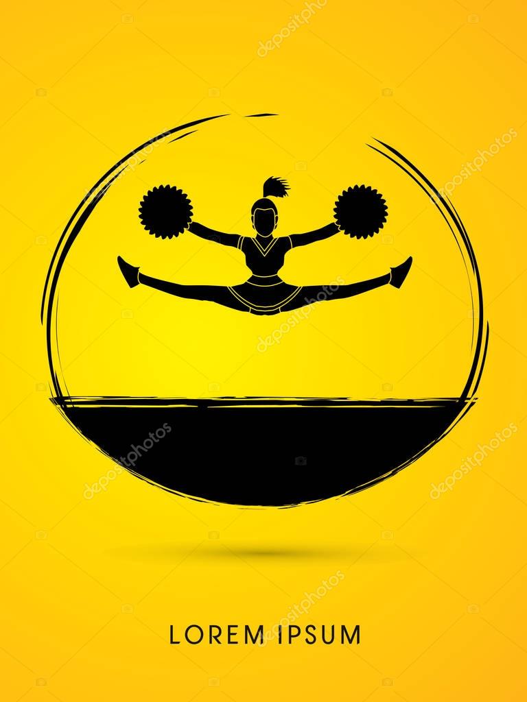 Cheerleader jumping graphic vector