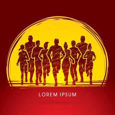 Maraton koşucular grafik vektör.