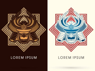 Baş samuray maskesi, vektör.