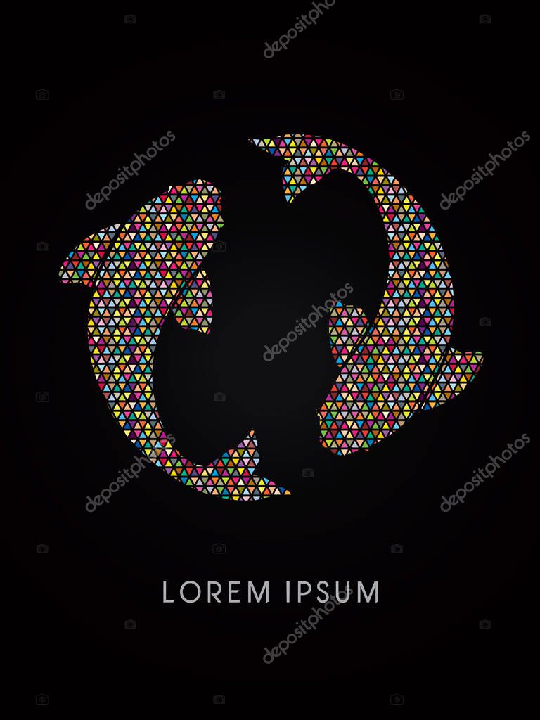 2 fish, twin fish graphic vector.