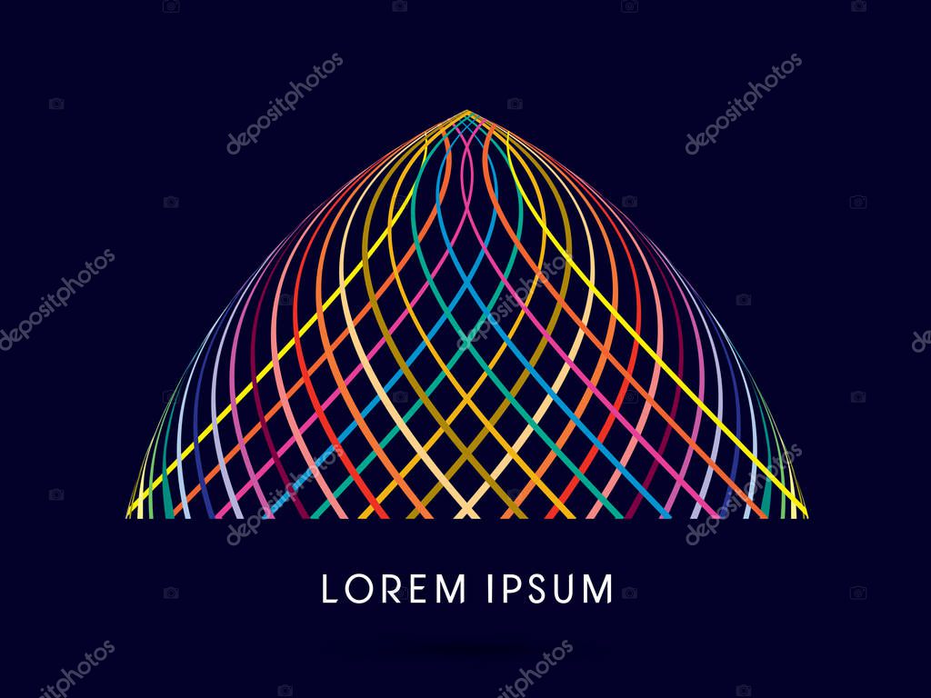Abstract dome building, designed using colorful line graphic vector.