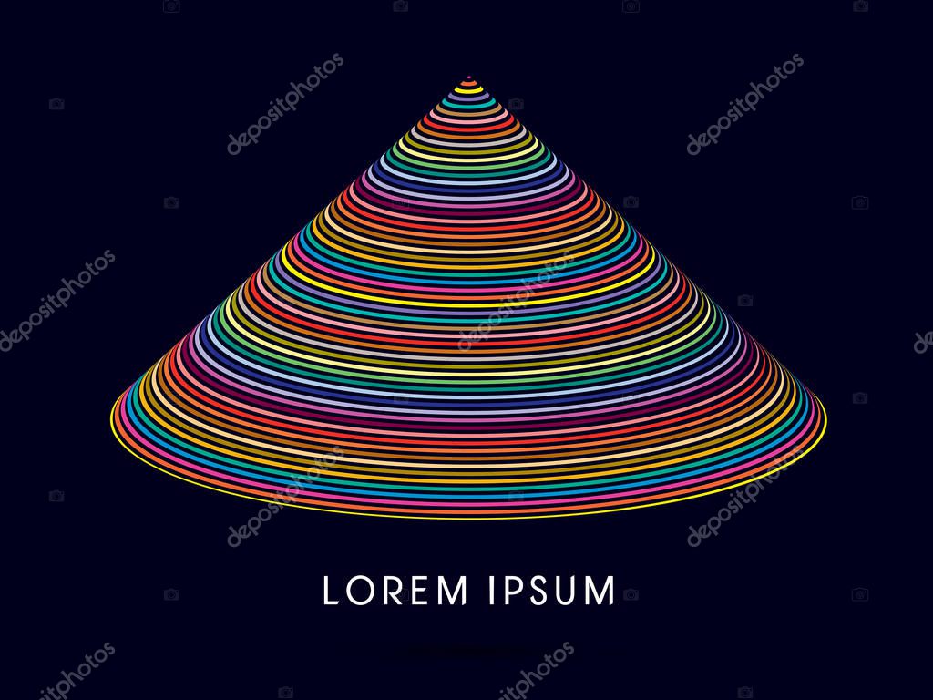 Abstract Pyramid, Triangle shape building, designed using colorful line graphic vector.