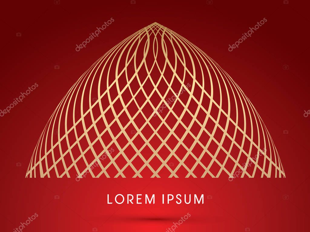 Abstract dome designed using gold line graphic vector.