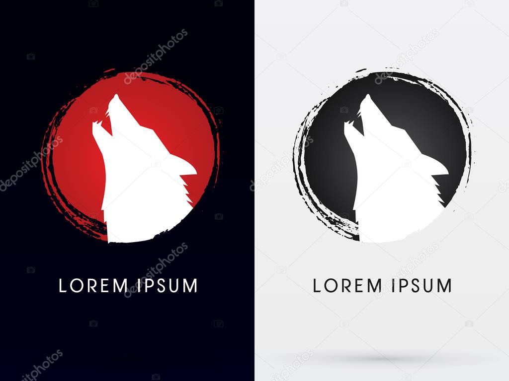 Silhouette Head Howling wolf graphic vector