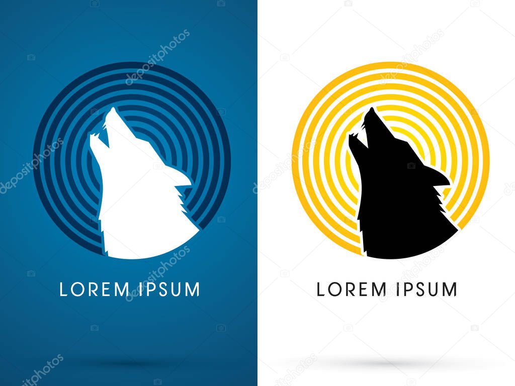 Silhouette Head Howling wolf graphic vector