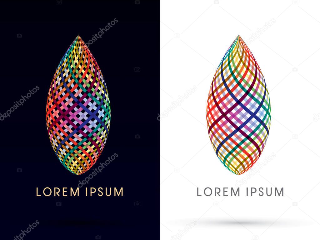 Abstract building Construction Leaf shape designed using colorful line ribbon  symbol icon graphic vector.