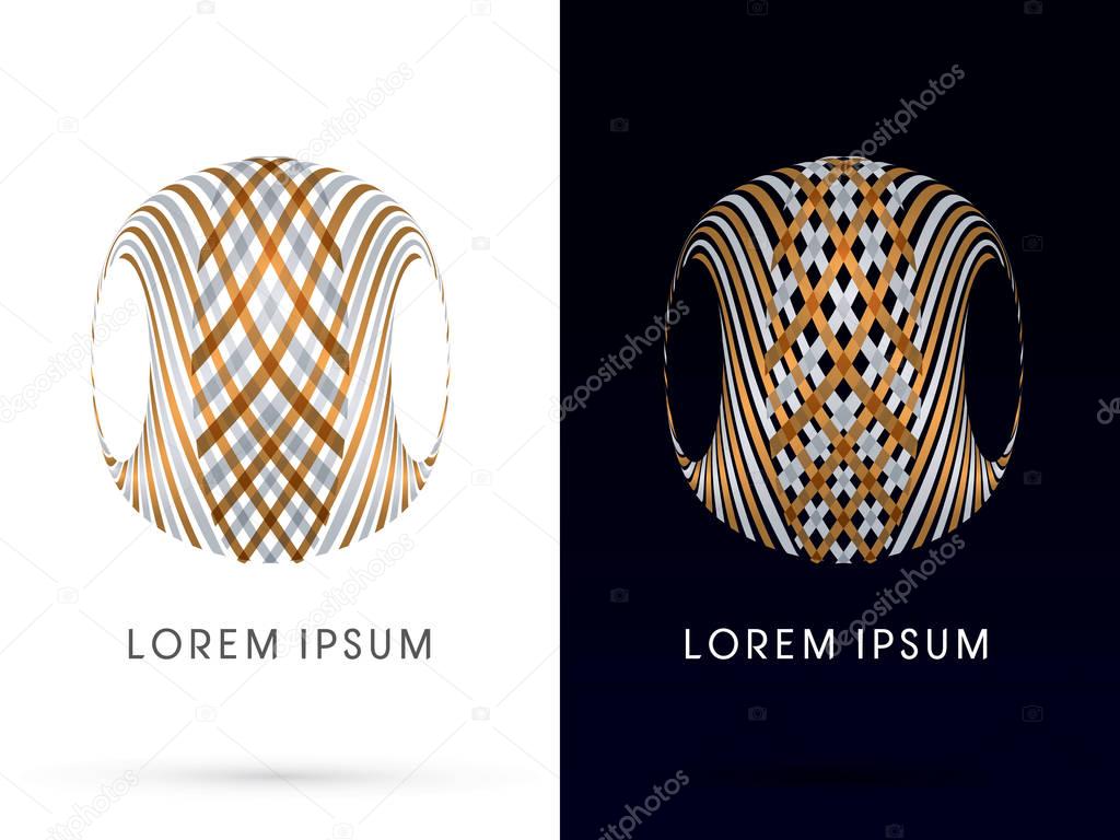 Luxury Sphere ball Abstract shape construction architecture building designed using gold silver  line wicker  symbol icon graphic vector.