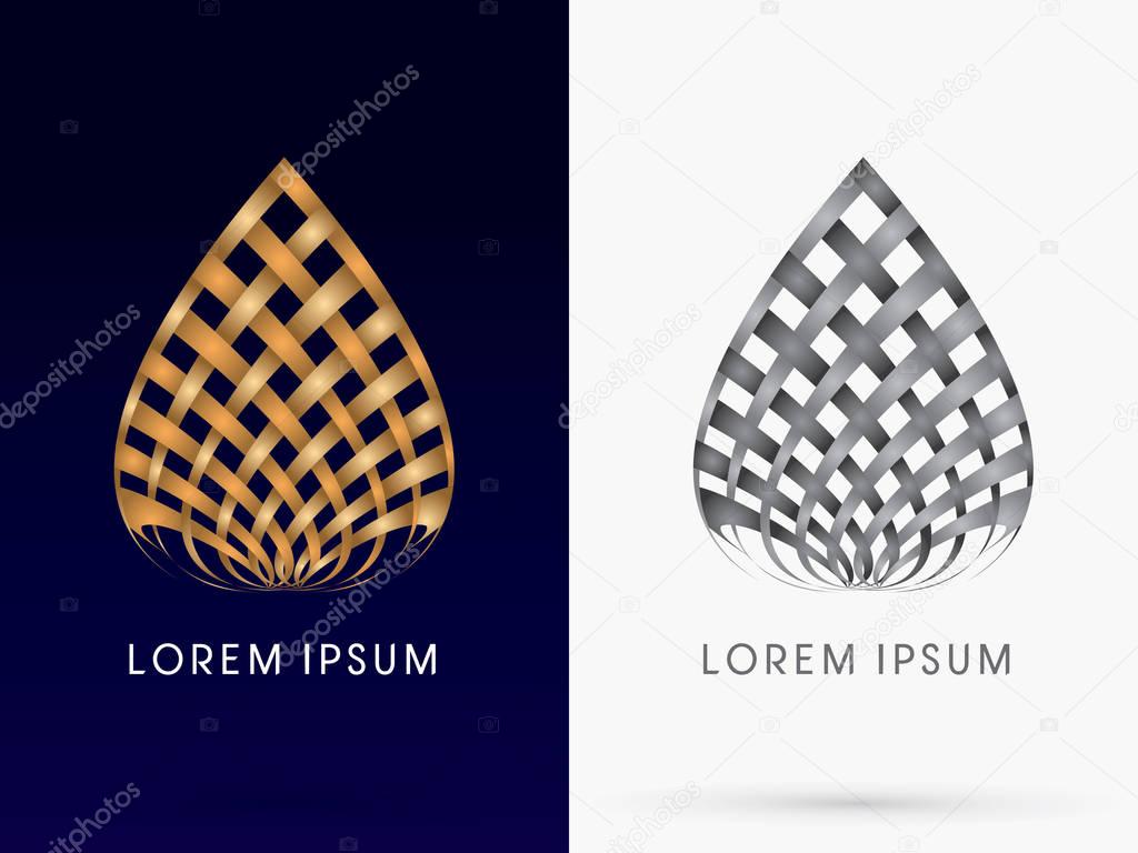 Abstract architecture Building lotus designed using wicker gold and black line logo symbol icon graphic vector.