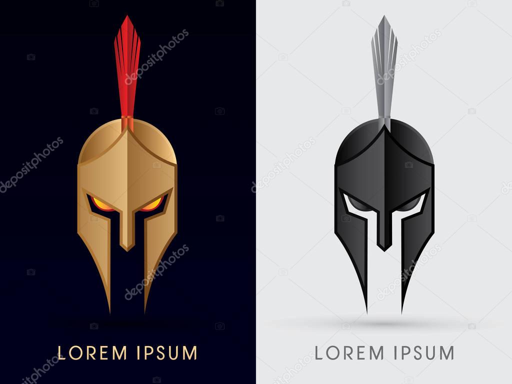 Roman or Greek Helmet Spartan Helmet Head protection warrior soldier logo symbol icon graphic vector.