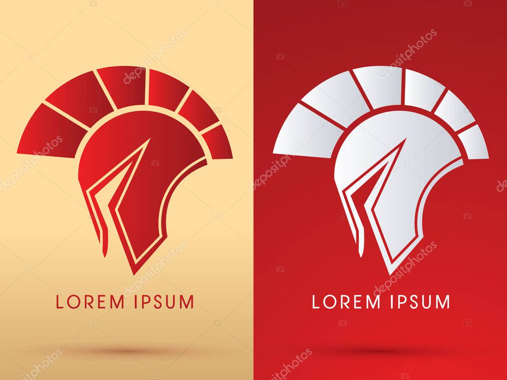 Roman or Greek Helmet Spartan Helmet Head protection warrior soldier logo symbol icon graphic vector.