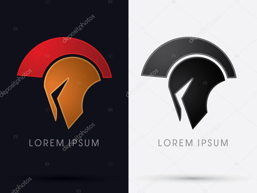 Roman or Greek Helmet Spartan Helmet Head protection warrior soldier logo symbol icon graphic vector.