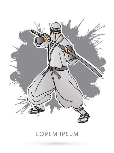 Ninja meč a grafika — Stockový vektor