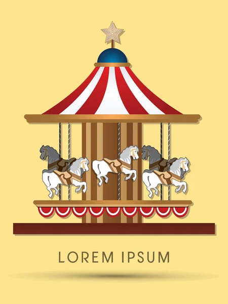 Carousel koně grafika — Stockový vektor