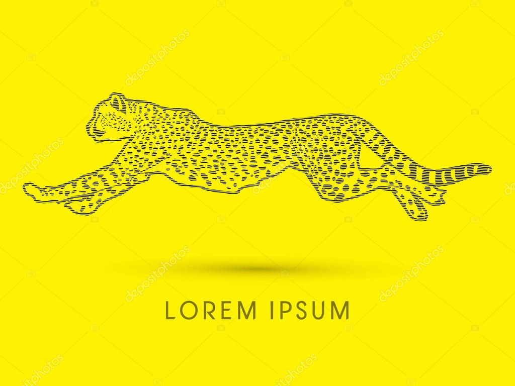 Cheetah running side view graphic vector